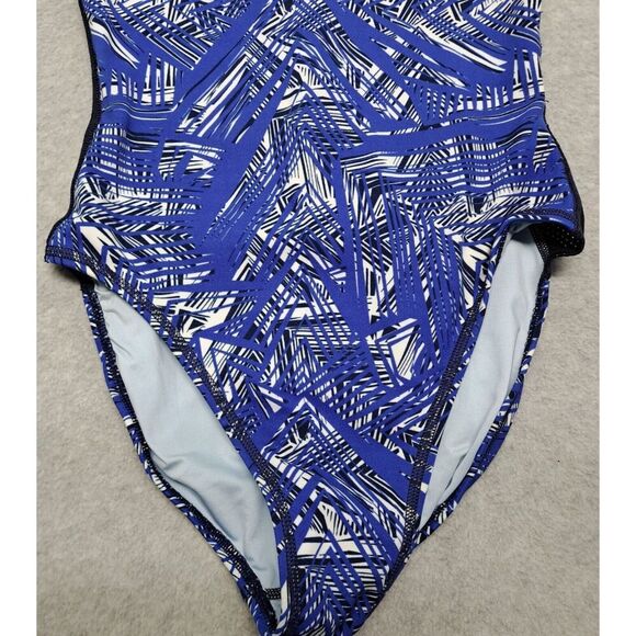 Nike Swimsuit Womens Size 4 One Piece Blue Zipper Back Mesh Side  & Back Panels - Picture 3 of 11